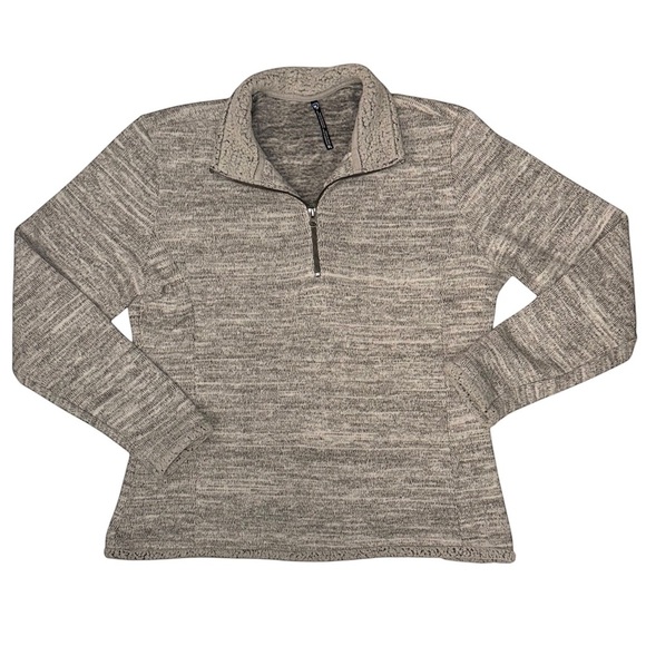 Kuhl Sweaters - KUHL Women’s Alaska 1/4 Zip Fleece Lined Gray Cream Pullover Sweater ~ Size XL